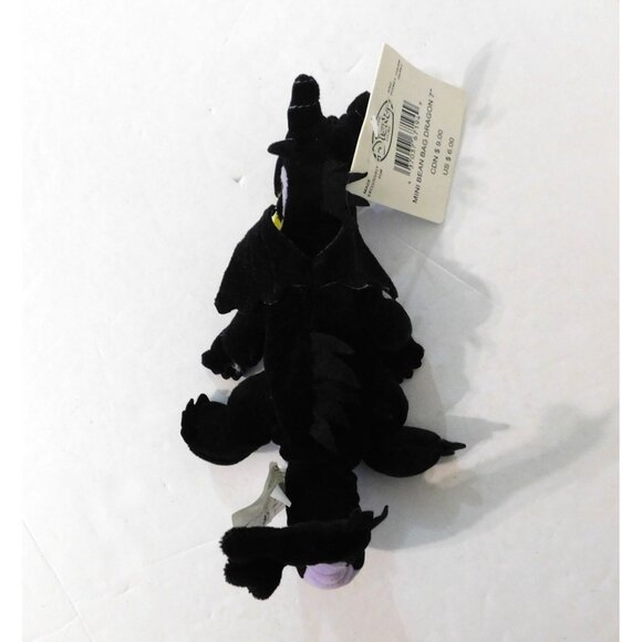 Disney Store Dragon Mini Bean Bag Plush 7" Purple Black Sleeping Beauty - Picture 4 of 6